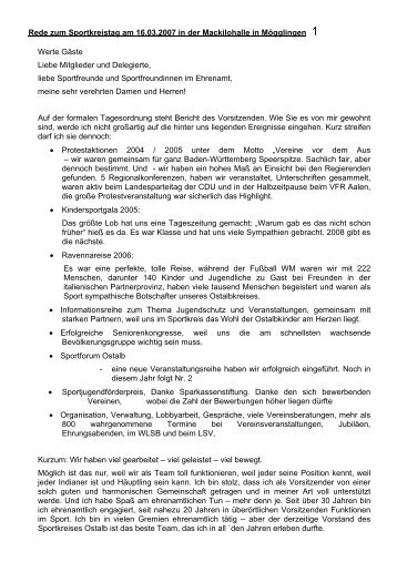 Rede zum Sportkreistag am 16.03.2007 in der ... - Sportkreis Ostalb