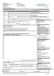 Solvias Order Form for Elemental Analysis and Microanalysis