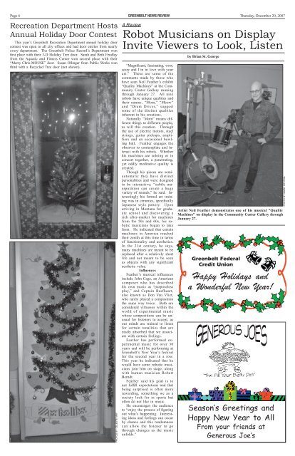 December 20 - Greenbelt News Review