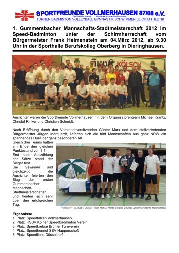1. Speed-Badminton-Meisterschaften von Gummersbach