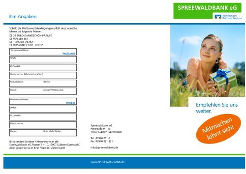 2013 Flyer Kunden Werben Kunden Cdr Spreewaldbank Eg