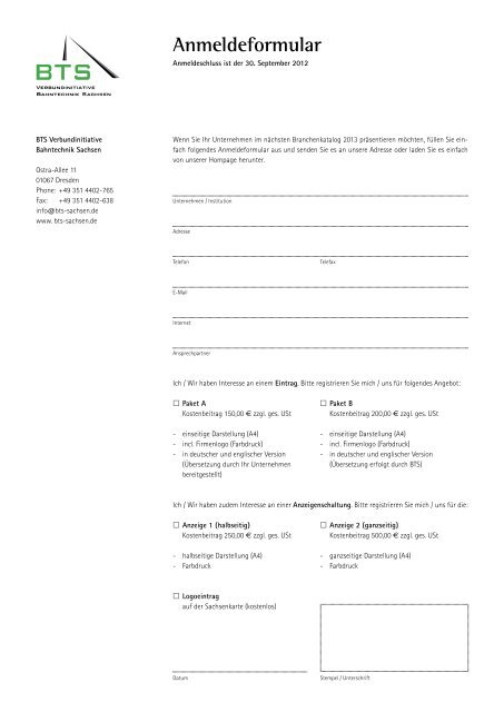 Branchenkatalog Bahn! Trade Directory Railway! 2012