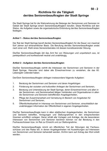50 - 2 Richtlinie für die Tätigkeit der/des ... - Stadt Springe