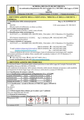 scheda dei dati di sicurezza 1. identificazione della ... - Slovnaft