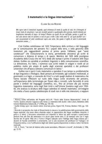 I matematici e la lingua internazionale - Comune di Cuneo