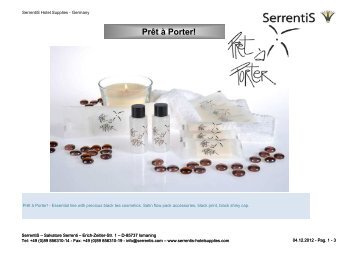  Serrentis Hotel Supplies - Hotel cosmetics – Our hotel guest amenities line Prêt à Porter!