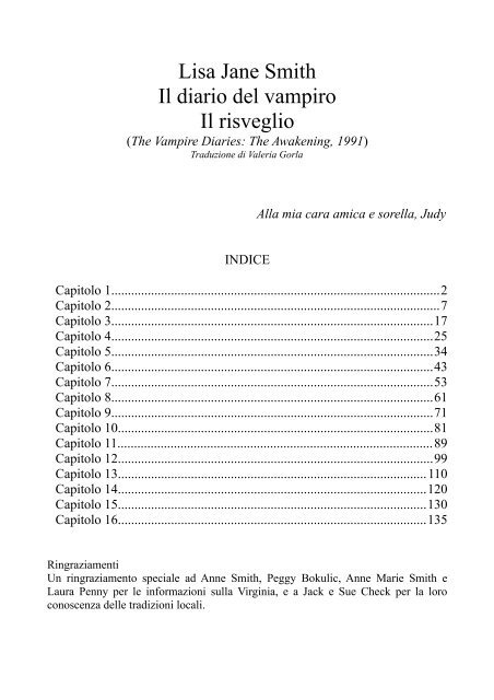 Lisa Jane Smith Il diario del vampiro Il risveglio - Liberi di Leggere