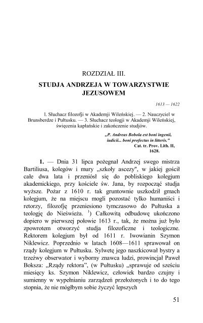 Błogosławiony ANDRZEJ BOBOLA Towarzystwa Jezusowego. Życie