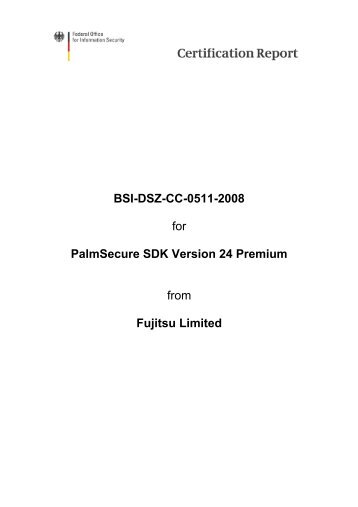 PalmSecure SDK Version 24 Premium - Common Criteria