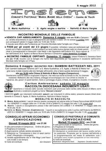 6 maggio 2012 - Comunità Pastorale