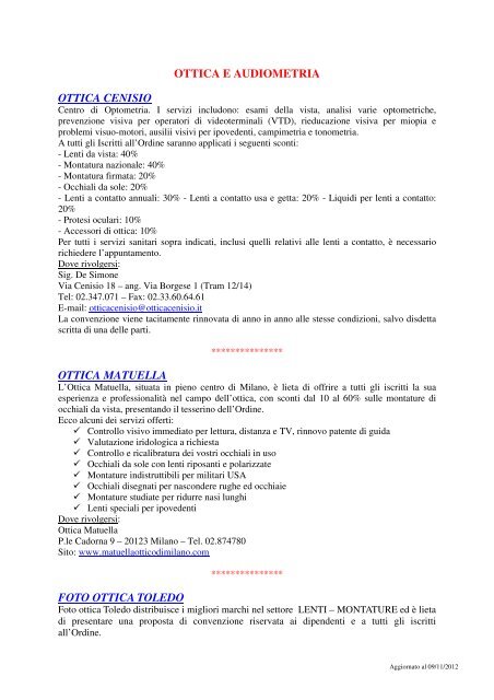 OTTICA E AUDIOMETRIA OTTICA CENISIO OTTICA MATUELLA 
