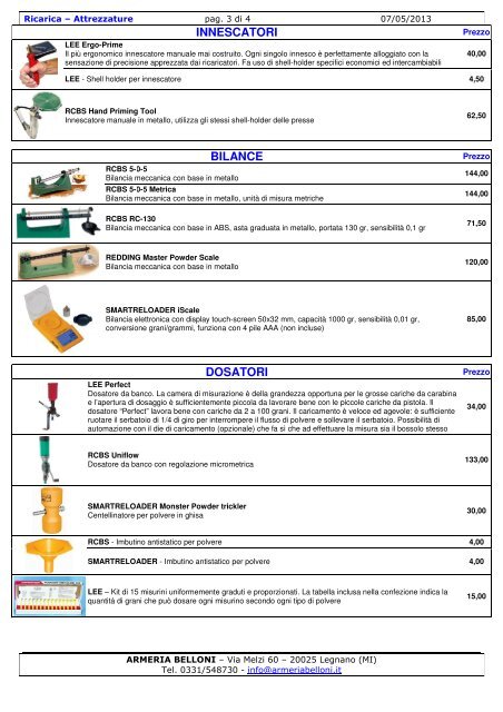 Ricarica attrezzature.pdf - Armeriabelloni.It