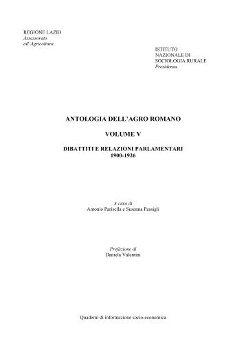 Antologia dell'Agro Romano volume V dibattiti e ... - Regione Lazio