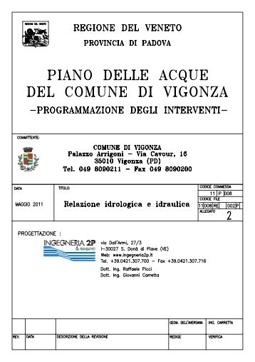 RE02 - Relazione idrologica e idraulica - Comune di Vigonza