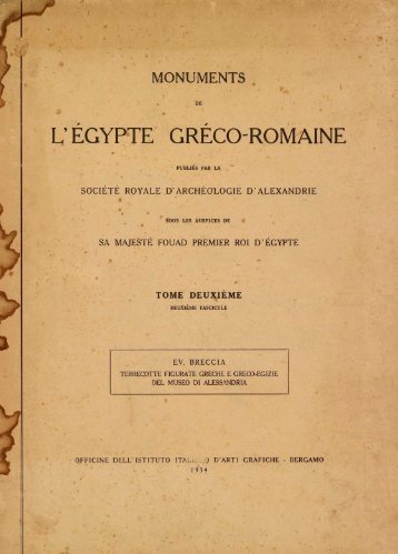 MONUMENTS DE L'EGYPTE GRECO-ROMAINE, Tome II fasc 2. 1934