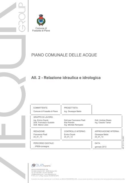 Relazione idraulica - Comune di Fossalta di Piave