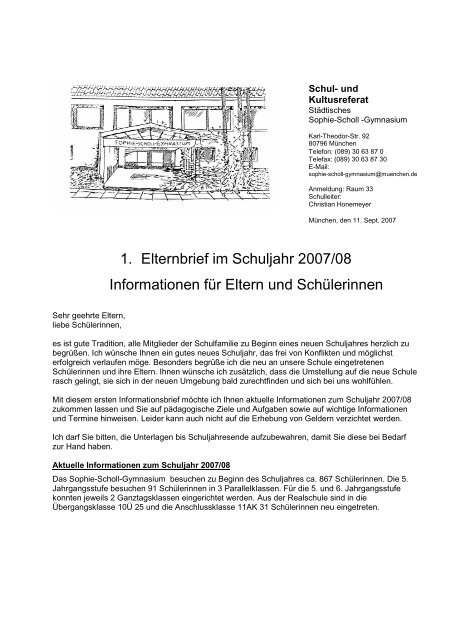 1. Elternbrief im Schuljahr 2007/08 Informationen für Eltern und ...