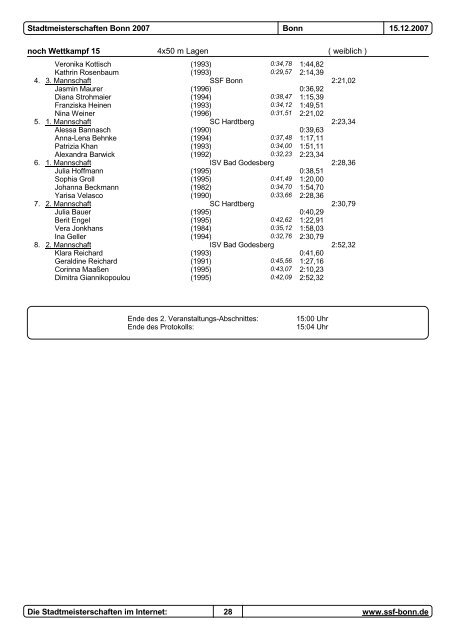 Stadtmeisterschaften 2007 - SSF Bonn 1905 eV