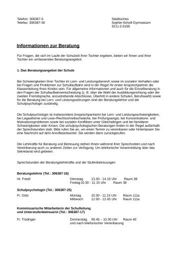 Informationen zur Beratung - Städtisches Sophie-Scholl-Gymnasium