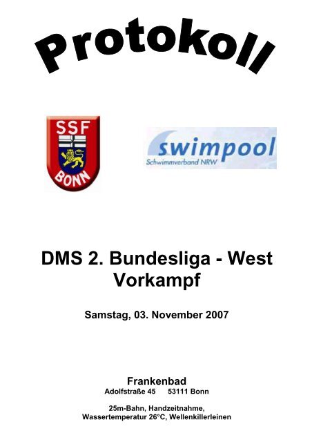 DMS 2. Bundesliga - West Vorkampf - Schwimm- und Sportfreunde ...