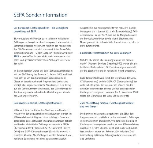 SEPA Sonderinformation - Bank für Sozialwirtschaft