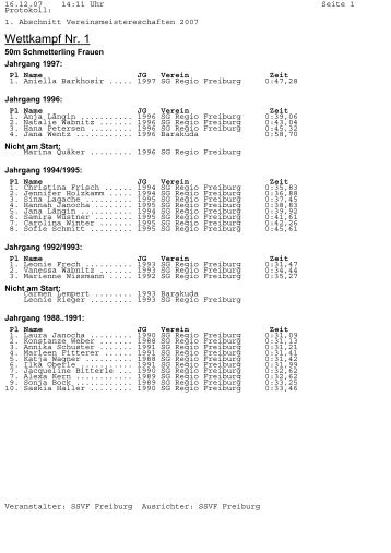 Protokoll - SSV Freiburg