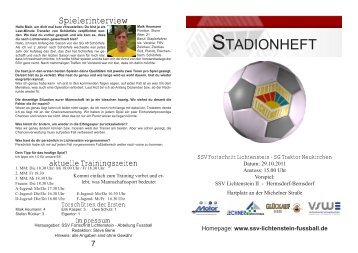 STADIONHEFT - SSV Fortschritt Lichtenstein