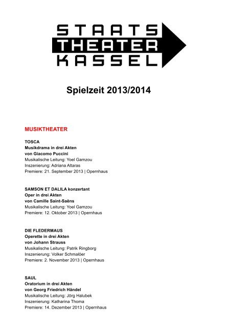 Die Spielzeit 2013-2014 - Staatstheater Kassel