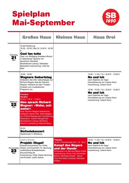 Spielplan als PDF - Staatstheater Braunschweig