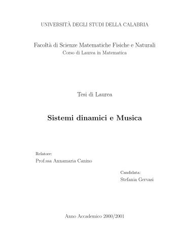 Scarica le tesi Sistemi dinamici e musica - Matematicamente.it