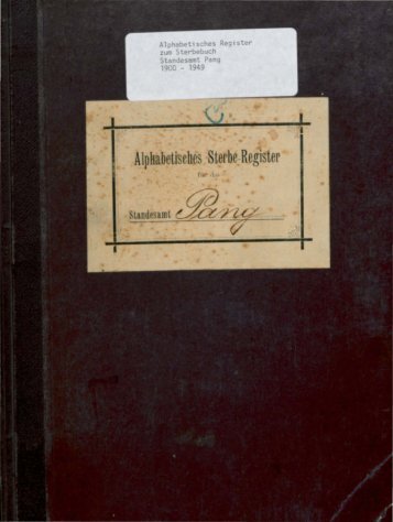 Sterberegister der Jahre 1900 - 1949