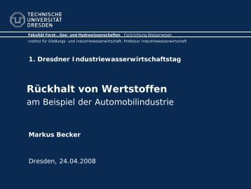 Markus Becker Rückhalt von Wertstoffen