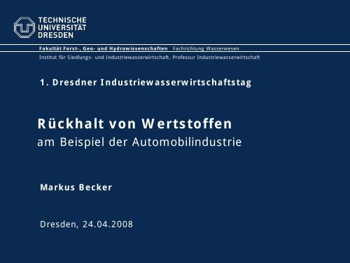 Markus Becker Rückhalt von Wertstoffen