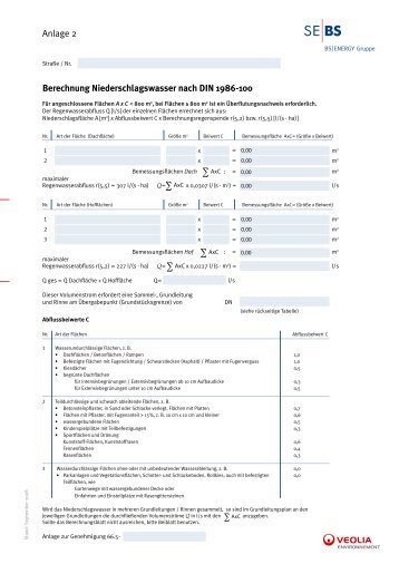 Anlage 2 Berechnung Niederschlagswasser nach DIN 1986-100