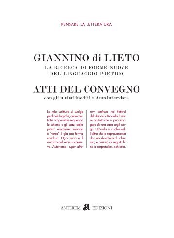 Atti del convegno dedicati a Giannino di Lieto - Anterem