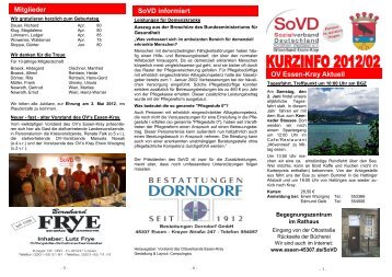OV Essen-Kray Aktuell SoVD informiert Mitglieder - Termine