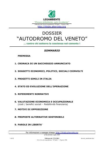 Dossier Autodromo del Veneto - Legambiente Verona
