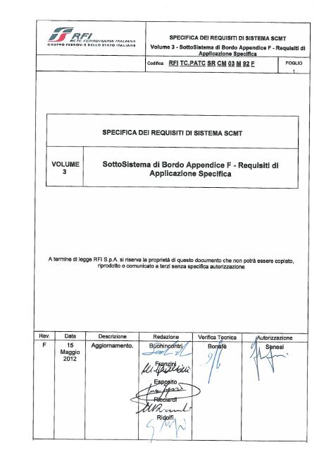 SCMT SSB App.F Applicazione specifica - RFI TC.PATC SR CM 03 ...