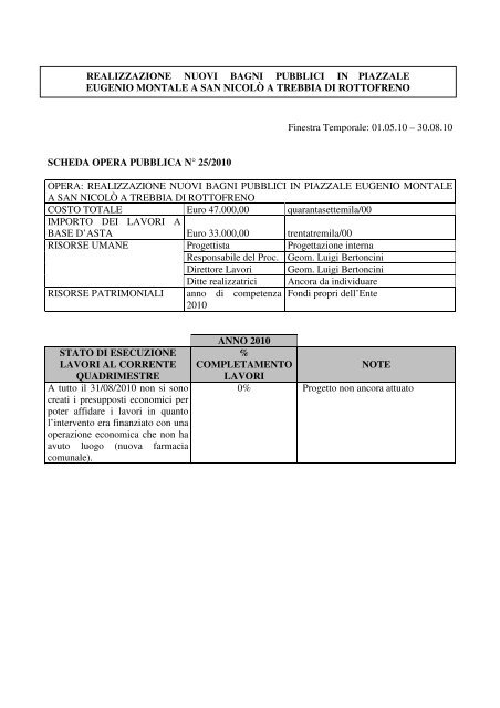 SETTORE LAVORI PUBBLICI - Comune di Rottofreno