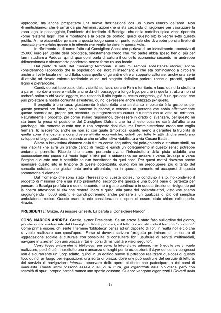 Consiglio Comunale del 30 gennaio 2012 - Comune di Baselga di ...