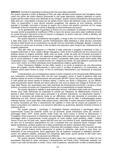 Consiglio Comunale del 30 gennaio 2012 - Comune di Baselga di ...