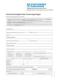 Technische Angaben über Feuerungsanlagen - Stadtwerke Karlsruhe