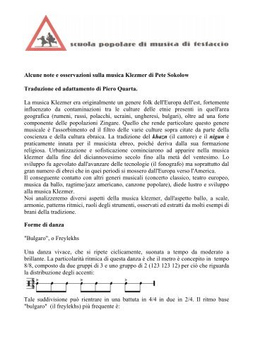 Note sulla musica Klezmer - Scuola di musica di Testaccio