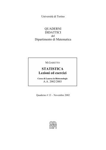 STATISTICA Lezioni ed esercizi - Dipartimento di Scienze ...