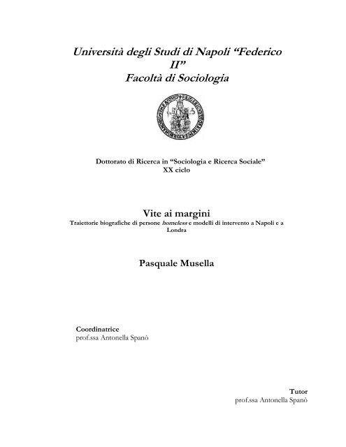 Facoltà di Sociologia - FedOA - Università degli Studi di Napoli ...