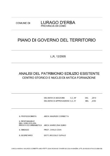 analisi del patrimonio edilizio esistente 7mb - Comune di Lurago D ...