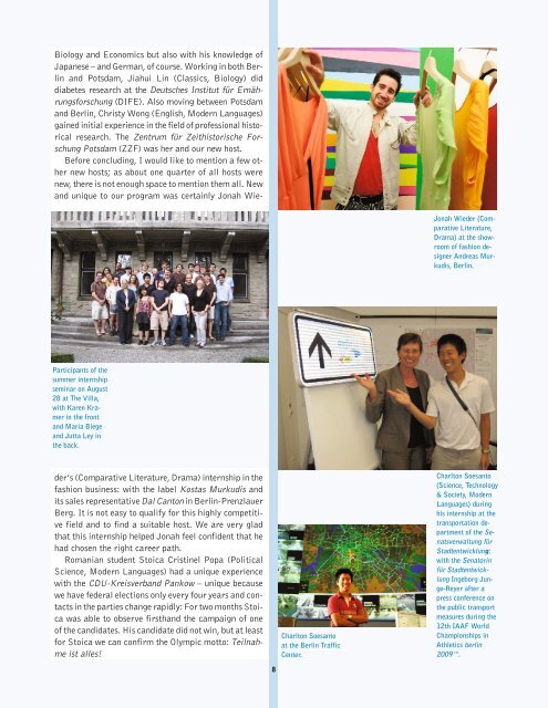 Briefe aus Berlin 2009 - Krupp Internship Alumni Newsletter