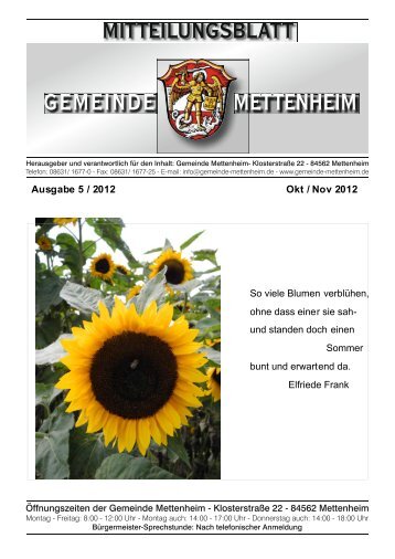 Ausgabe 5 / 2012 Okt / Nov 2012 - Gemeinde Mettenheim