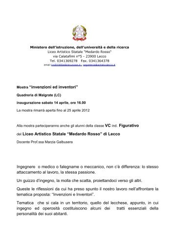 mostra invenzioni ed inventori.pdf - Liceo Artistico Statale Medardo ...