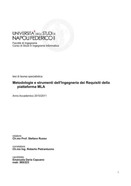 Metodologie e strumenti dell'Ingegneria dei Requisiti ... - MobiLab